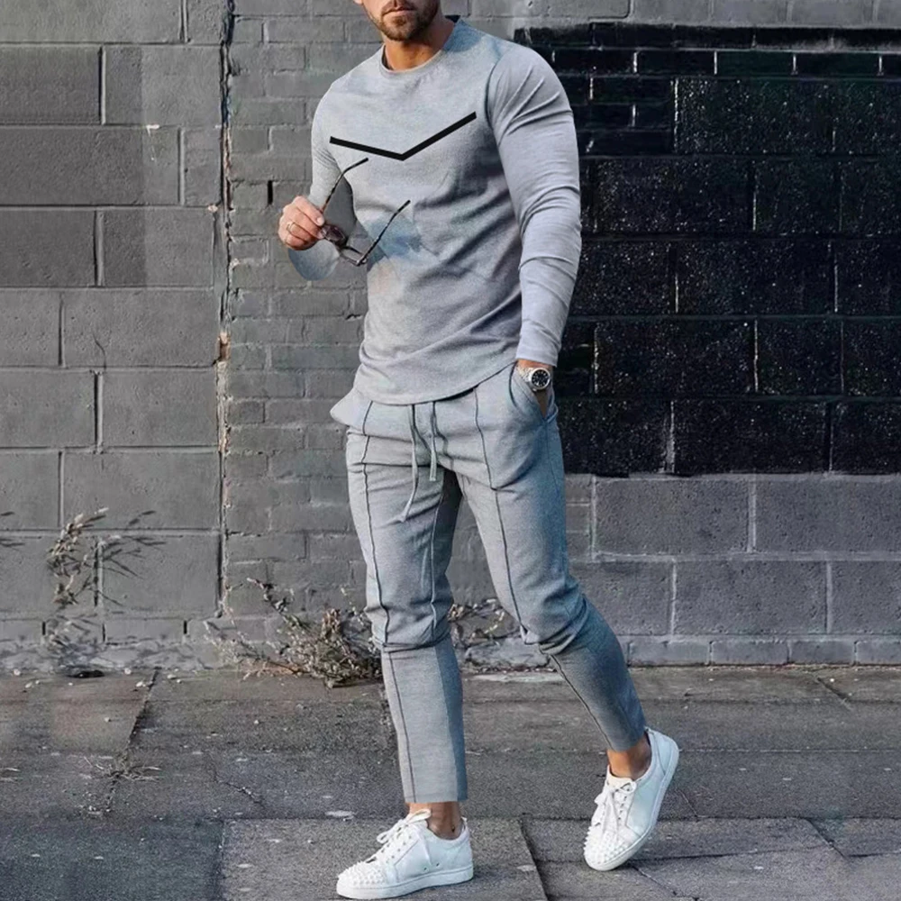 

Tracksuit For Man Tops+Pants For Men Pullover Sport Spring Streatwear T Sihirt Trousers Suit Two-piece 2 Piece Set
