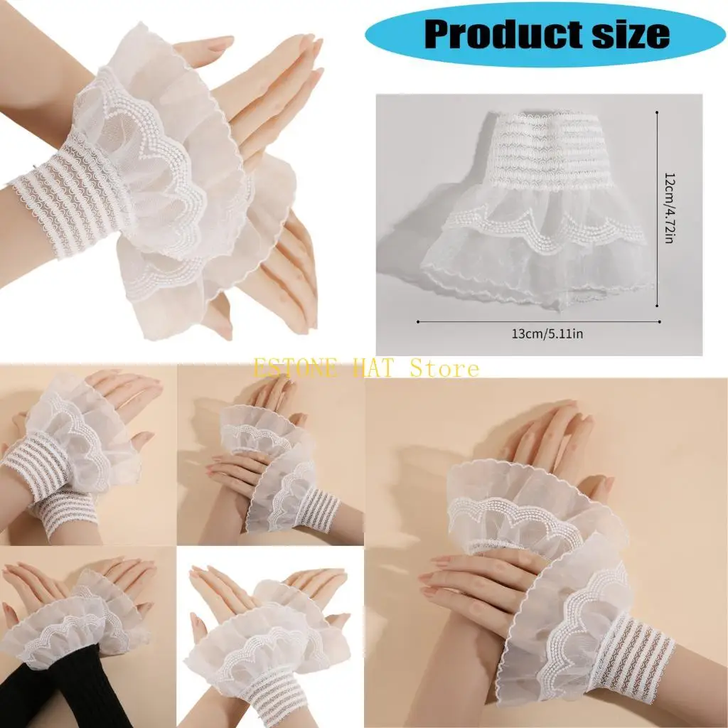 

49MF Fashion False Sleeves Lace Detail Role Play Sleeves Practical Polyester Costume Everyday Styling Outfit Enhancer