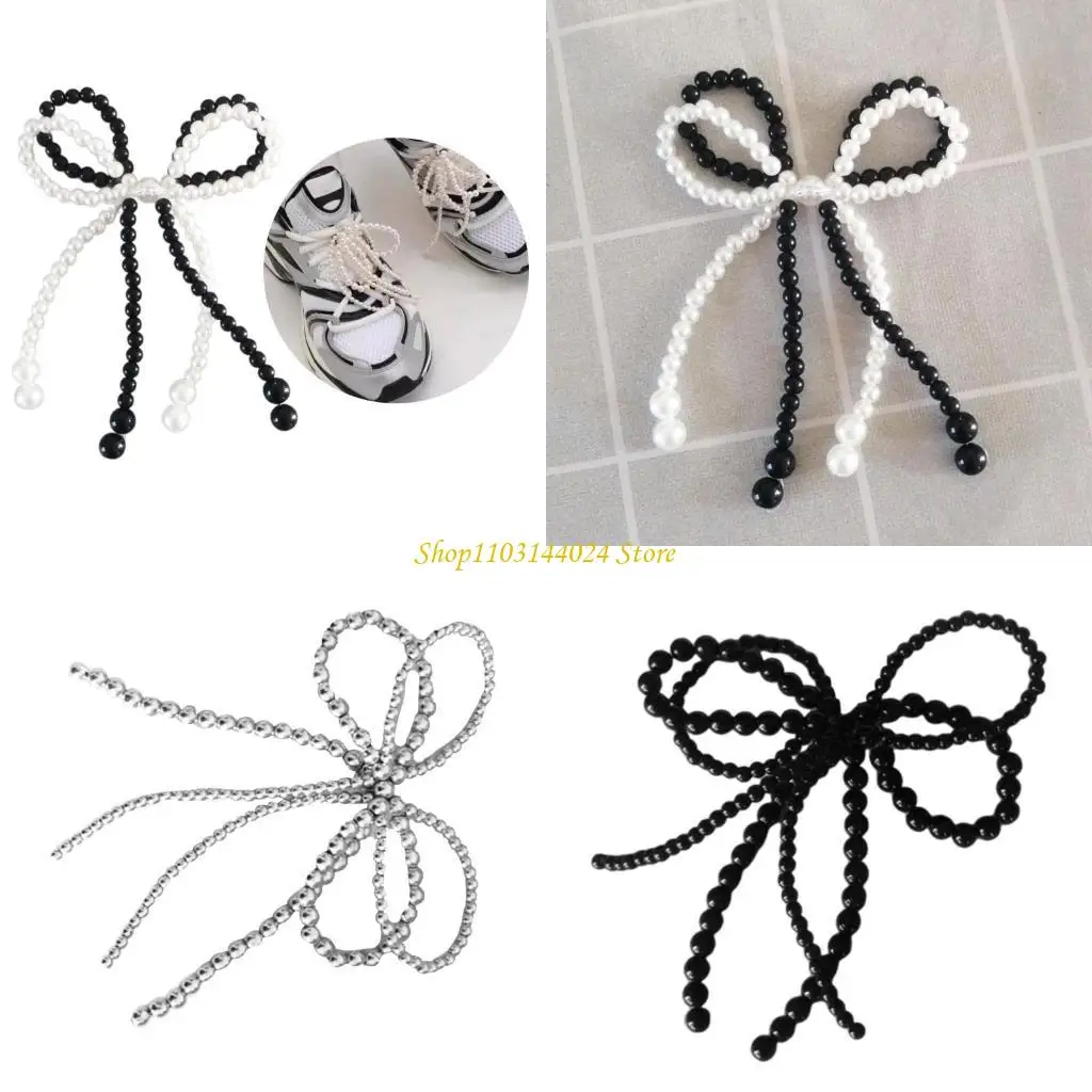 N5ke Bellissimo fascino bowknot con imitazione perla perla con fibbia con fibbia per invalida danno da teatro per catena del