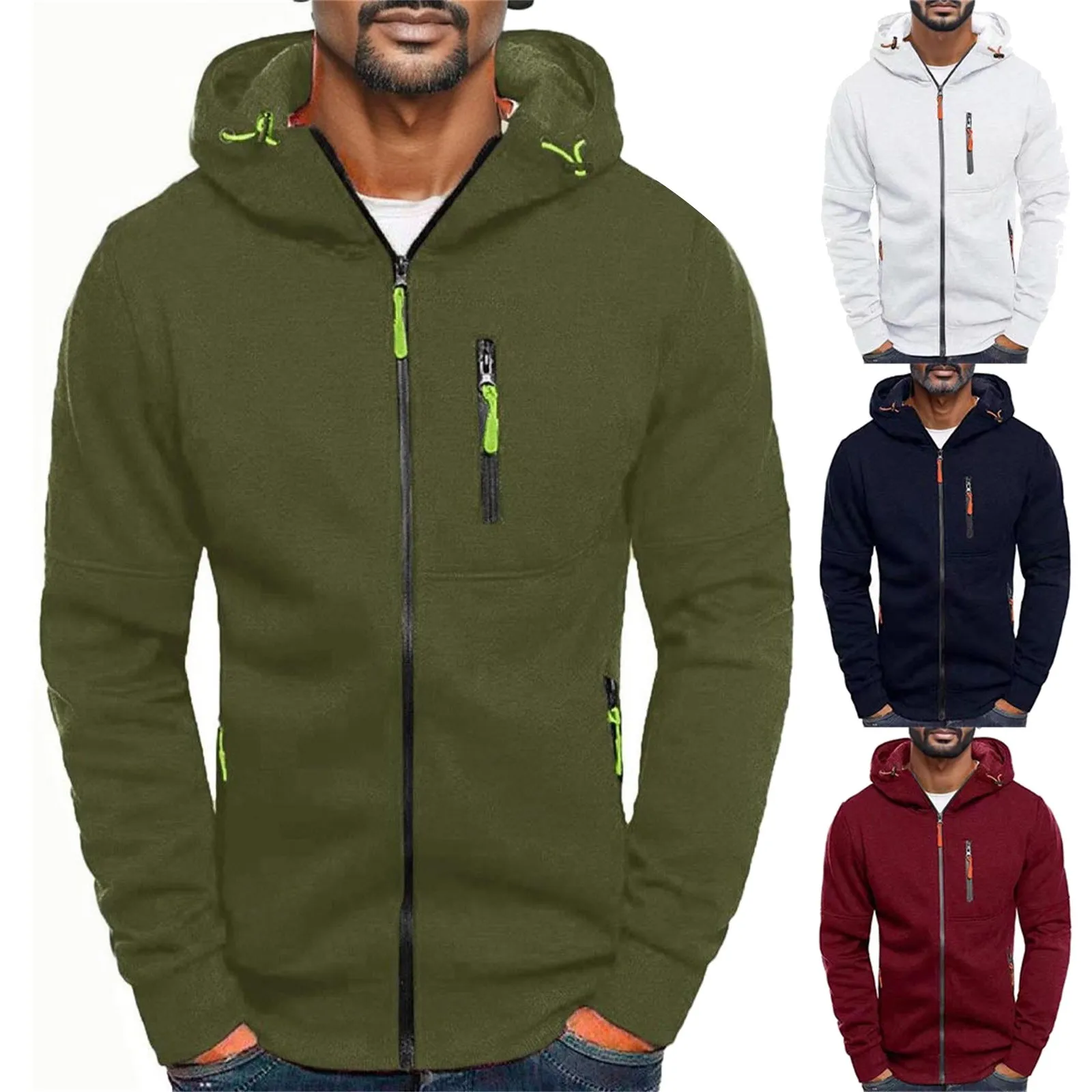 

2024 Brand New Men's Hoodies Sweatshirts Leisure Cardigan Men Hooded Pullovers Jacquard Casual Man Hoody Sweatshirt Jackets