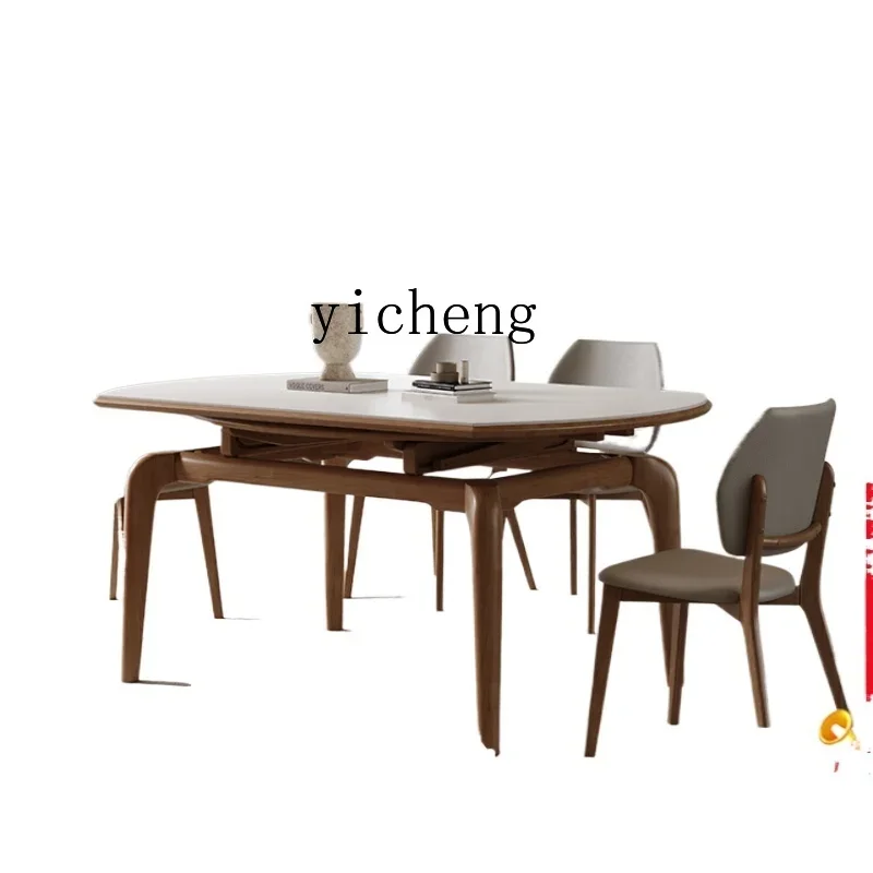 

ZK dining table retractable square and round dual-purpose medium-ancient style foldable modern simple household dining table