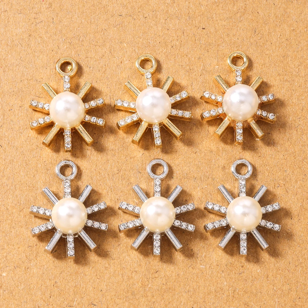 

10pcs Delicate Pearl Sun Charms Pendant for Necklace Earrings Bracelet DIY Jewelry Making Accessories Supplies