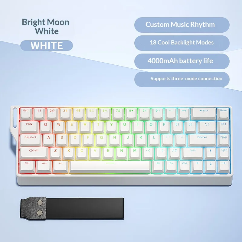 K68 Mini Mechanical Keyboard,Wired, 87 Keys,Phantom RGB, Black/White Red  Mechanical Switch for Gaming,60% Portable with Straps