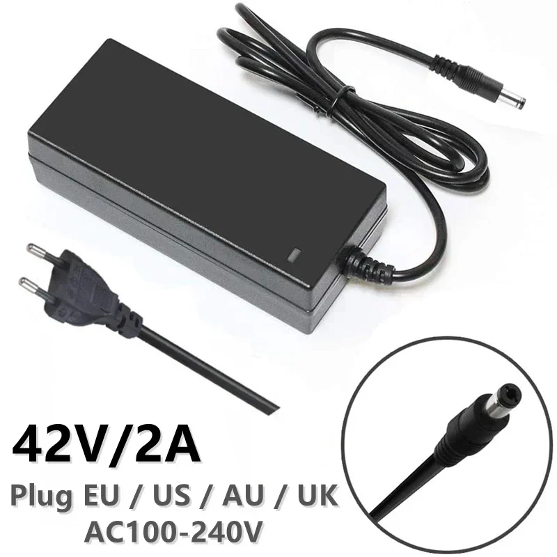 42V 2A Smart Lithium Battery Charger 5.5X2.1mm DC  Electric Car Hoverboard Balance Wheel Charge EU US