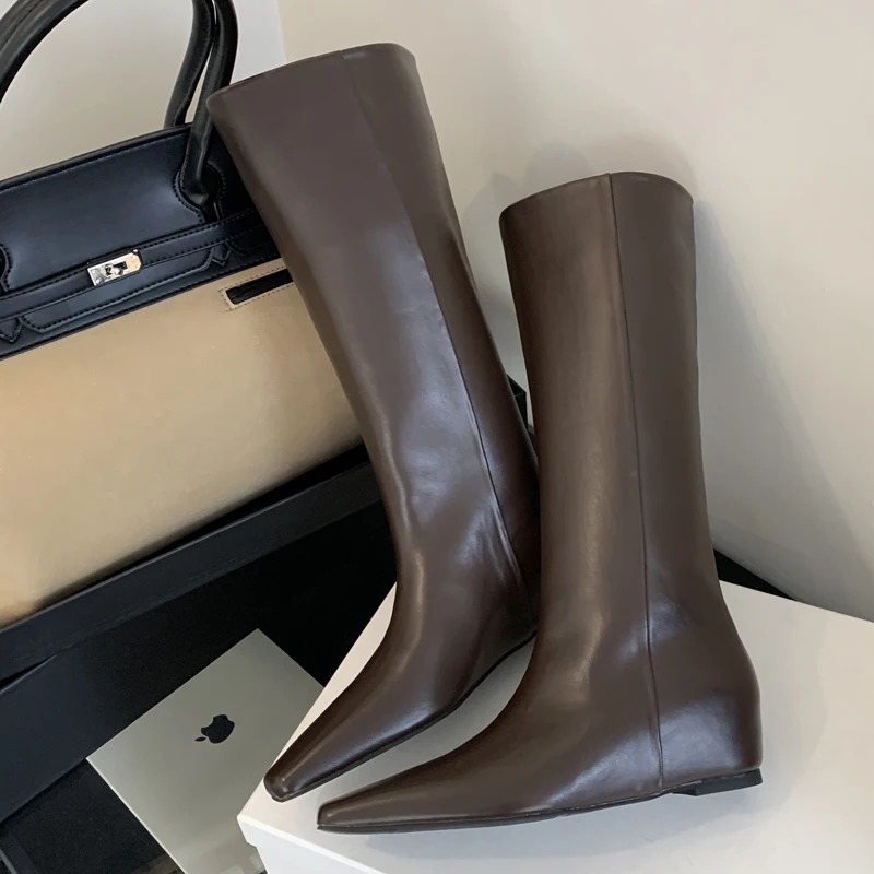 

Eilyken/Новые модные женские сапоги до колена с квадратным носком, дизайнерская обувь на танкетке и низком каблуке, длинные женские ботильоны в стиле панк