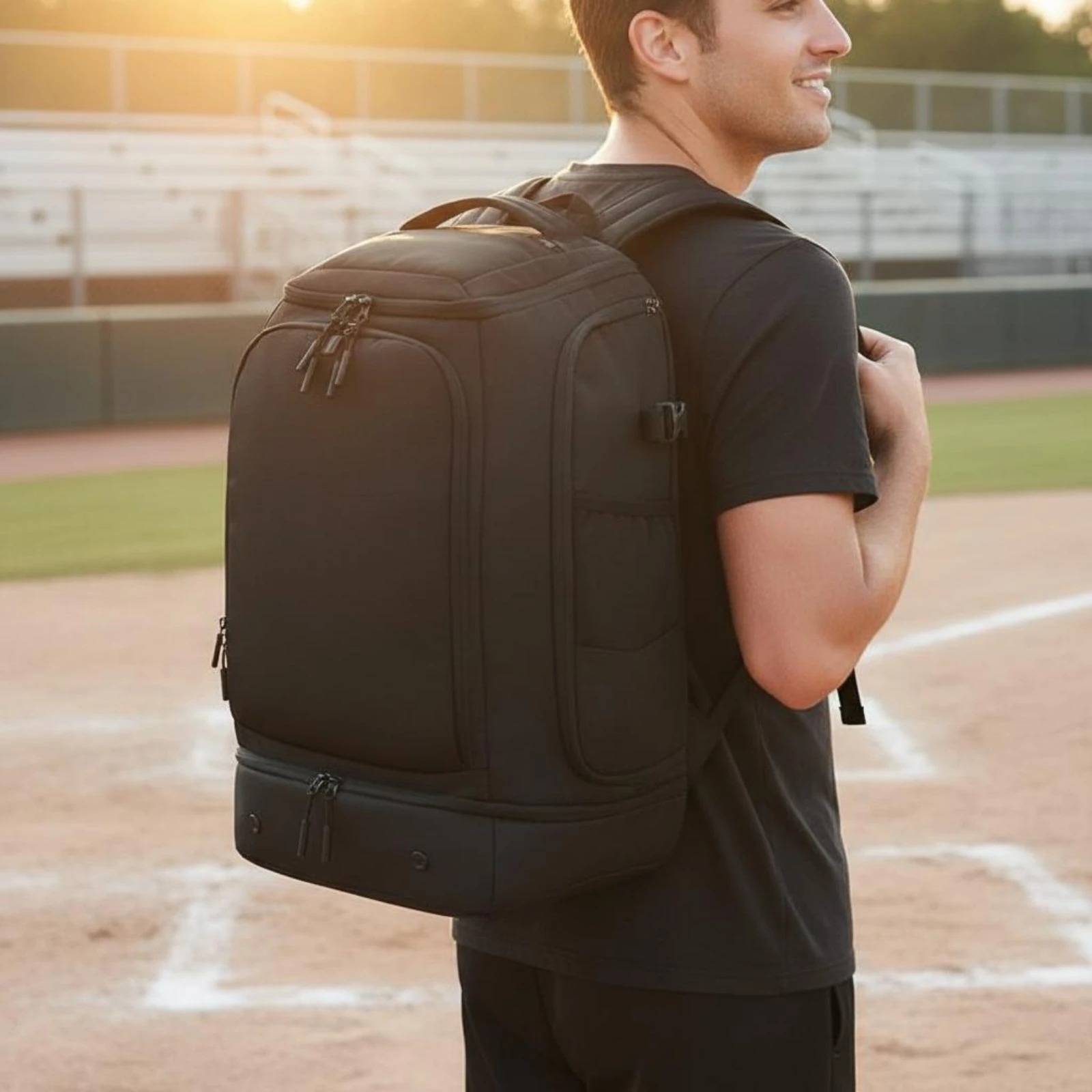 Baseball Equipment Backpack Custom Embroidery Softball Equipment Backpack Bat Sleeve Pack Vented Storage Wet Dry Separation