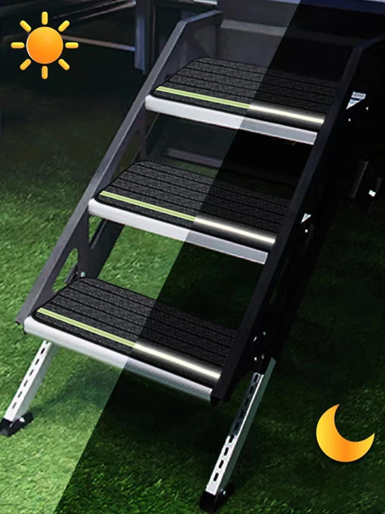 Set Karpet Camper 4 Buah, Penutup Tangga RV Reflektif, Karpet Anak Tangga RV untuk Petualangan Luar Ruangan