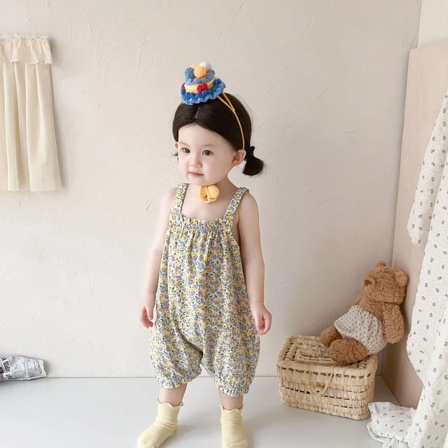 2024 Summer New Baby Girl Sleeveless Floral Jumpsuit Cotton Infant Loose Sling Pants Newborn Toddler Girl Romper Baby Clothes AliExpress