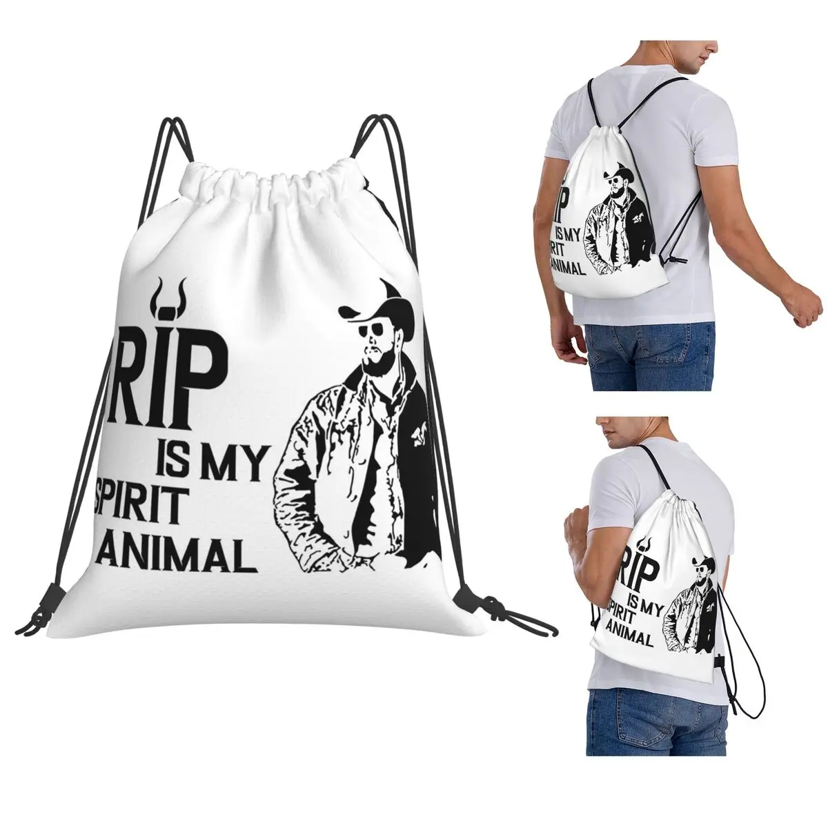 

Rip Wheeler Rip Is My Spirit Animal Dutton Ranch Yellowstone Backpacks Drawstring Bags Sports Bag Book Bags for Man Woman School