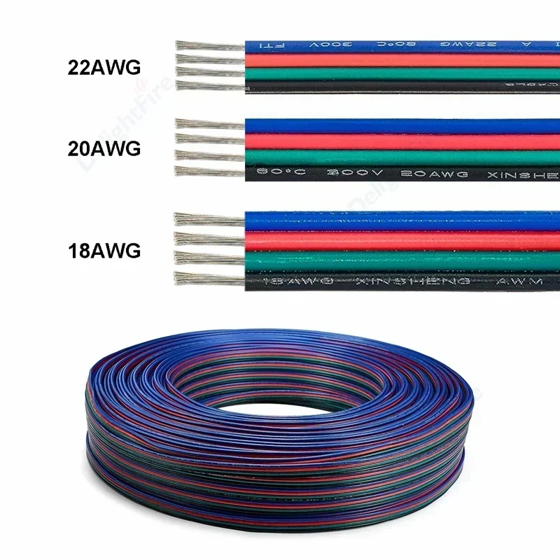 2pin LED Wire 3/4/5/6 Pin RGB Cable 22/20/18 AWG Extension Connector Electrical Wires For 5050 WS2812B RGBW RGBWW Strip Lights