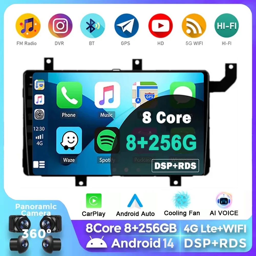 

Android 14 Car Radio For Toyota Tacoma N300 2015 - 2021 Navigation GPS Multimedia Player Stereo wifi+4G Carplay video 360 Camera