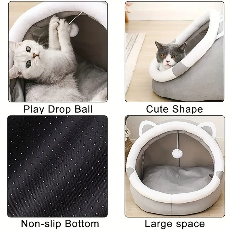 New Deep Sleep Comfort in Winter Cat Bed Iittle Mat Basket Small Dog House Products Pets Tent Cozy Cave Nest Indoor