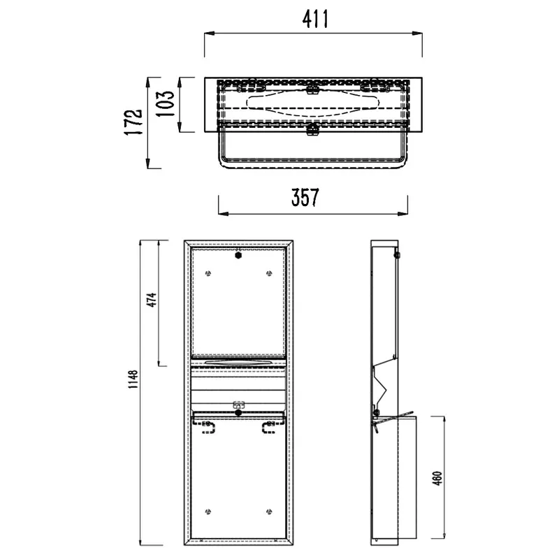 Stainless steel shopping market public toilet trash can station stainless steel toilet trash can