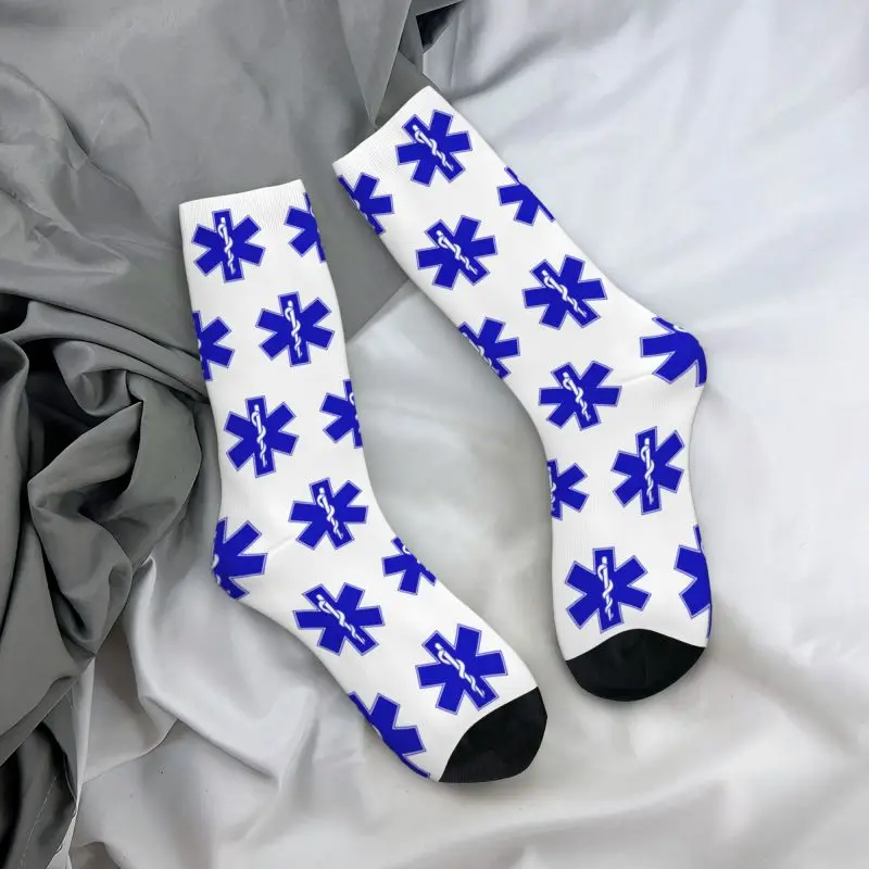 Emt Star Of Life Dress Socks for Men Women Warm Funny Novelty Paramedic Crew Socks