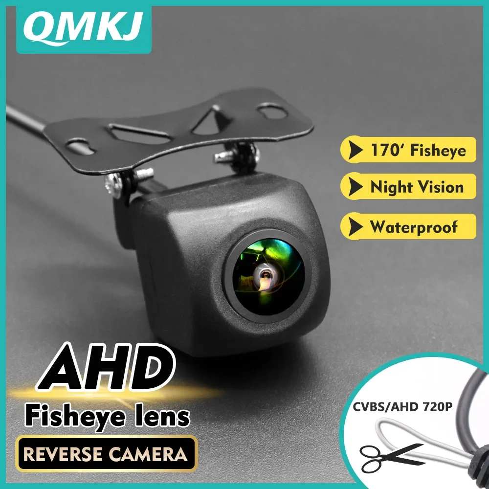 

QMKJ Car AHD Reverse Camera Wide Angle Waterproof Rear View Camera for Parking Monitor AHD Screen