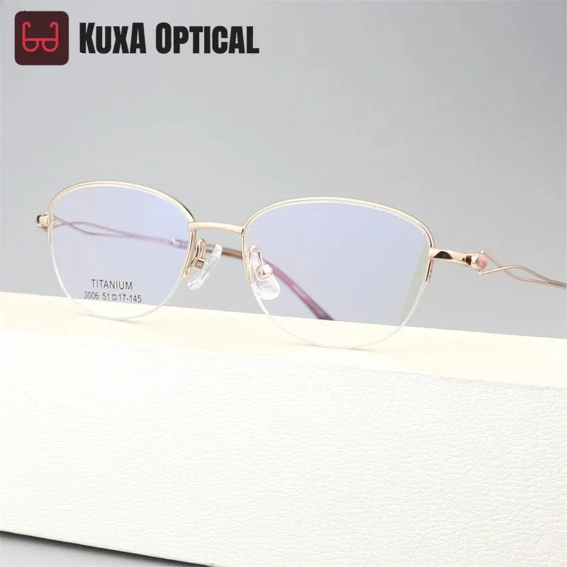 

KUXA Модельер Женские Оправы Для Очков PureTitanium Женские Роскошные Очки Супер Качество Оптические Gafas Элегантная Оправа Для Очков