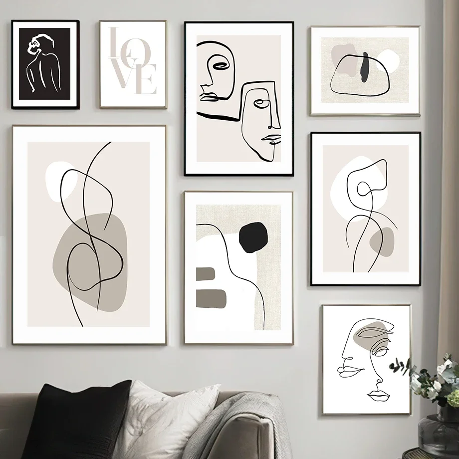 Love Line Drew Body Face Modern Wall Art Canvas Painting Abstract Nordic Posters And Prints Wall Pictures For Living Room Decor