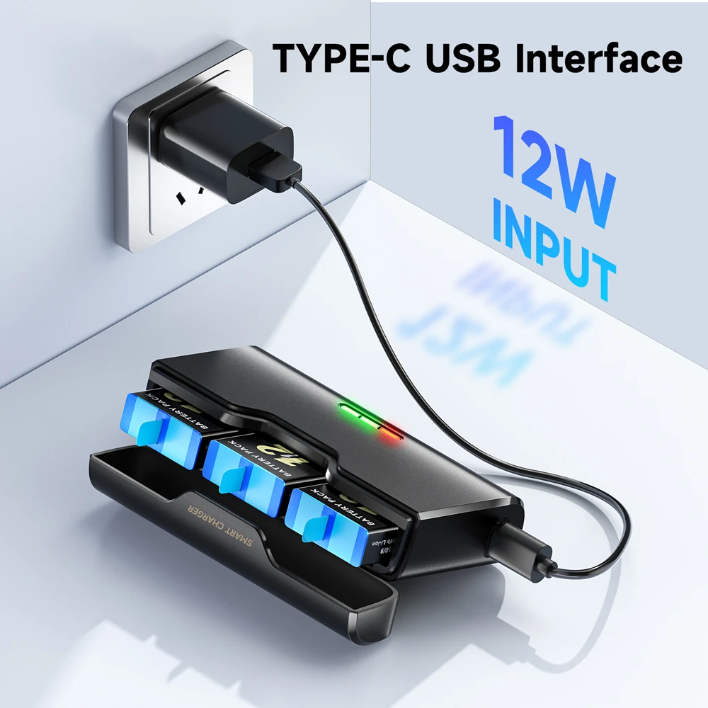 

Battery for GoPro 12 11 with 3 Slots LED Batteries Charger TF Card Storage Box for 2000mAh Go Pro 10 Hero 9 Black Camera Bateria