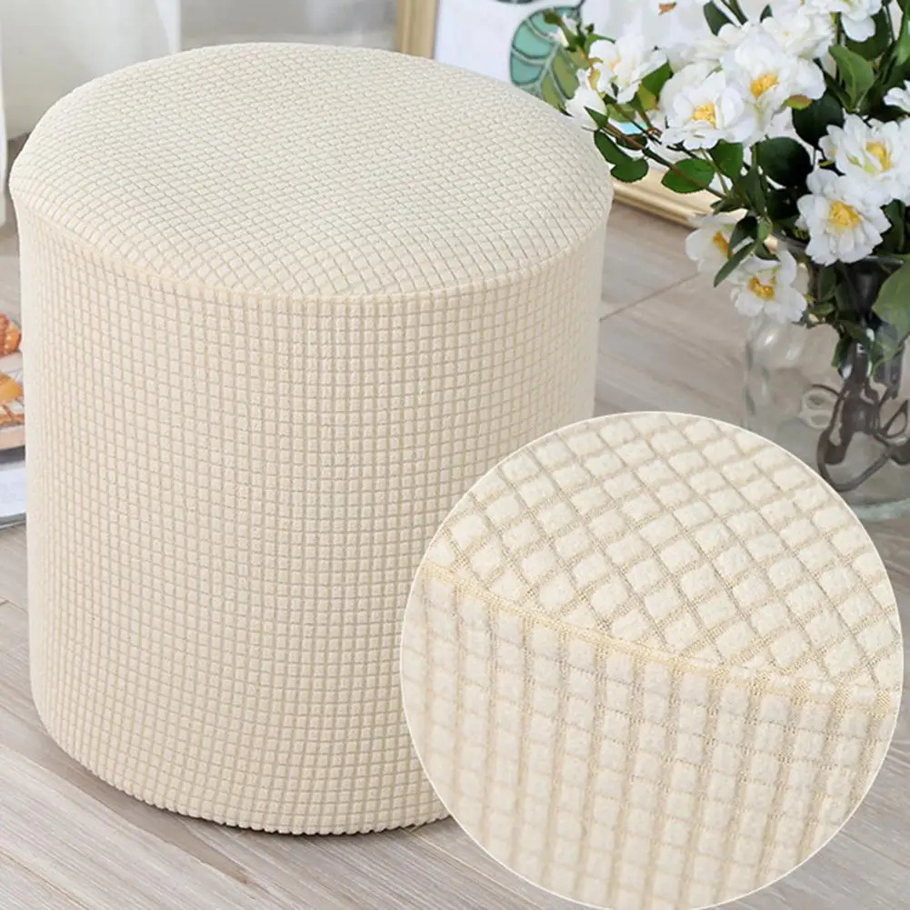 Solid Color Shell Chair Cover Stretch Stool Cover Square/Round Footstool Cover Footstool Seat Protector Lving Room Chairs Covers