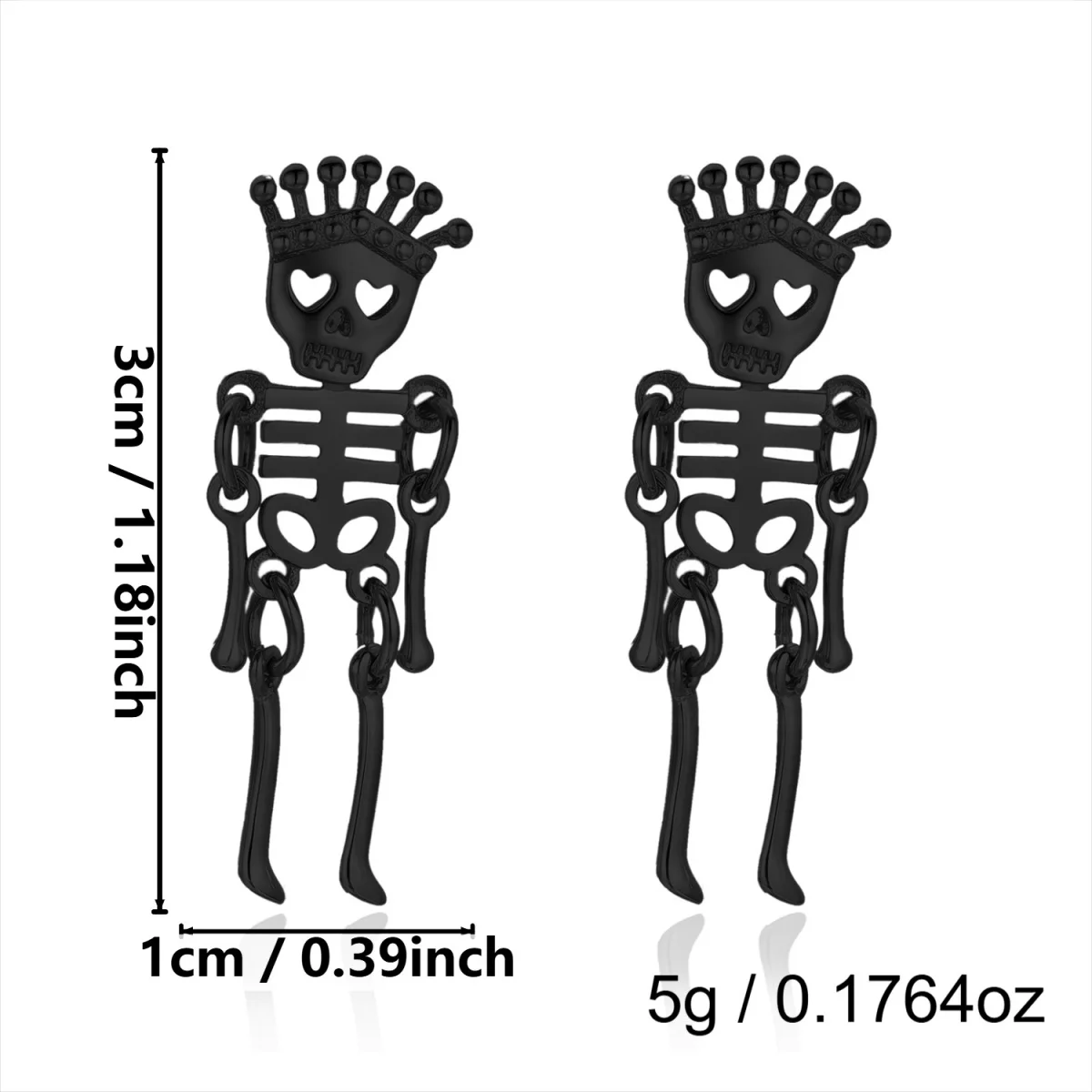 Trendige Gothic Ohrstecker mit hohlen Herz-Augen-Totenkopf-Motiven für Damen und Herren, Halloween Punk Skelett Cosplay Party Ohrringe, zierlicher Schmuck – Detail 29