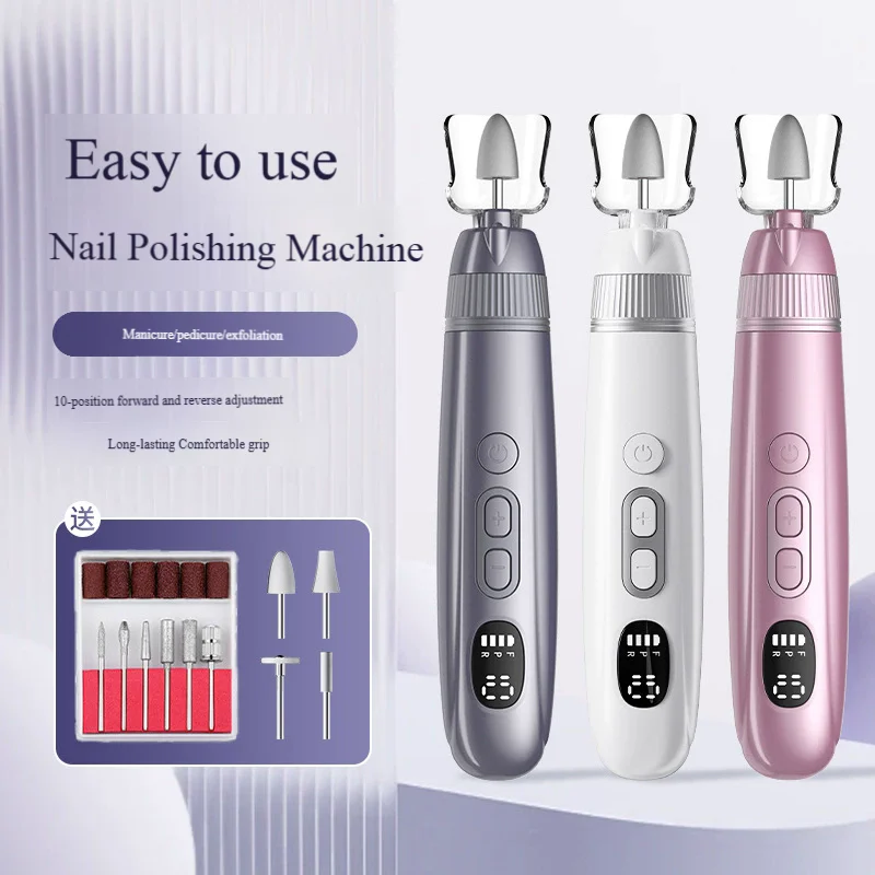 آلة مثقاب الأظافر المحمولة 10 سرعات متغيرة مبرد أظافر كهربائي، مطحنة على شكل قلم قابلة لإعادة الشحن USB C للاستخدام المنزلي