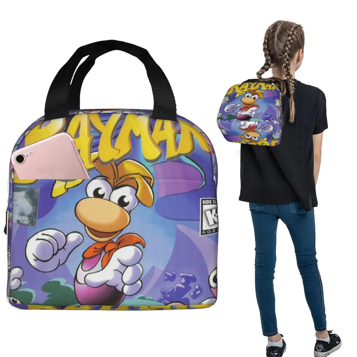 

Cartoon Games Rayman Legends Lunch Bags Insulated Bento Box Waterproof Lunch Tote Leakproof Picnic Bags for Woman Student Travel