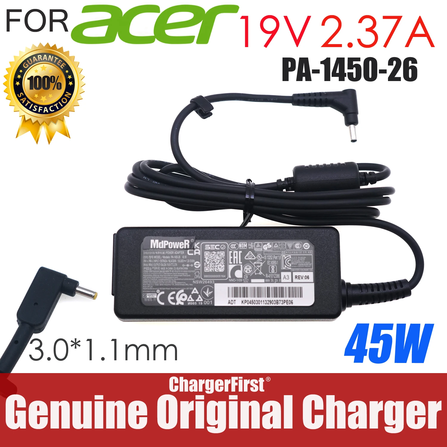 Original PA-1450-26 19V 2.37A 45W AC adapter Charger for ACER Aspire E5-421 E5-731 ES1-331 F5-571 R3-471T V3-575T KP04503011