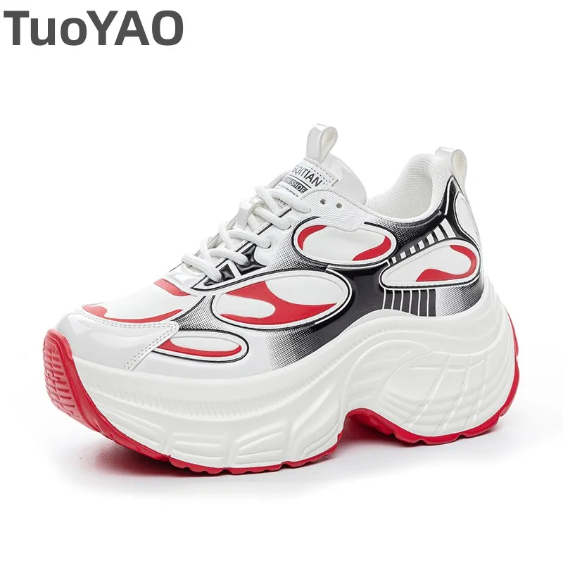 

9cm 2025 Microfiber Leather Vulcanize Autumn Platform Vulcanize Women Chunky Sneaker Loafer High Brand Comfy Spring Shoes