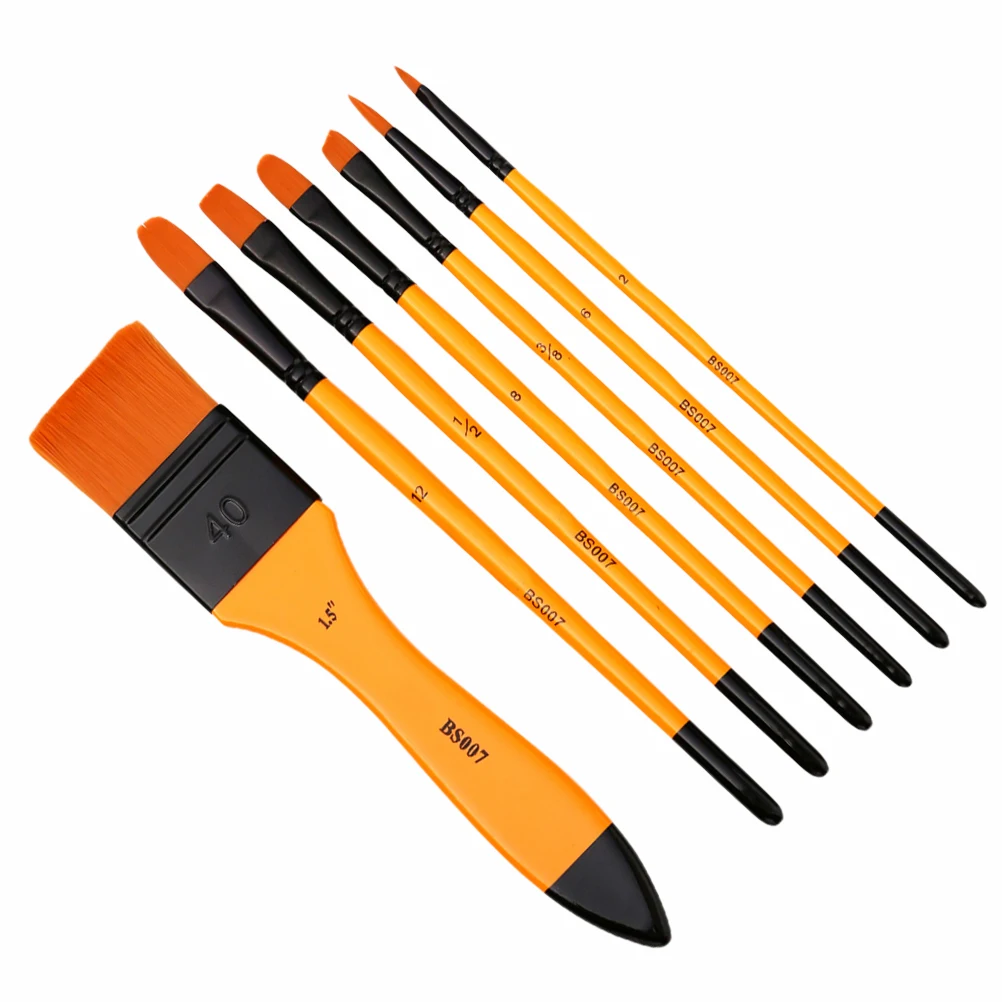 

7 Pieces Oil Paint Brushes Acrylic Painting Supplies Flat Tips Nylon Brush Set for Artists Student Art Supplies