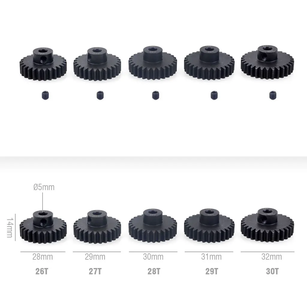 SURPASS งานอดิเรก5PCS M1มอเตอร์เกียร์โลหะเฟือง3Pcs ชุดเหล็กสำหรับ1/8 1/10 Mobil RC 5mm มอเตอร์รถบิ๊กฟุต Arrma Traxxas HSP