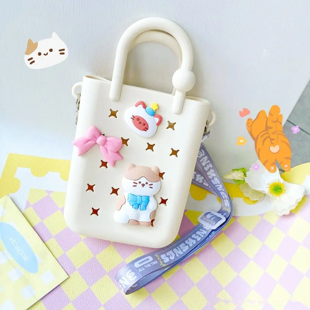 Durable Waterproof Handbag with Holes DIY Portable Children's Handbag Silica Gel Mini Cartoon Coin Wallet Travel