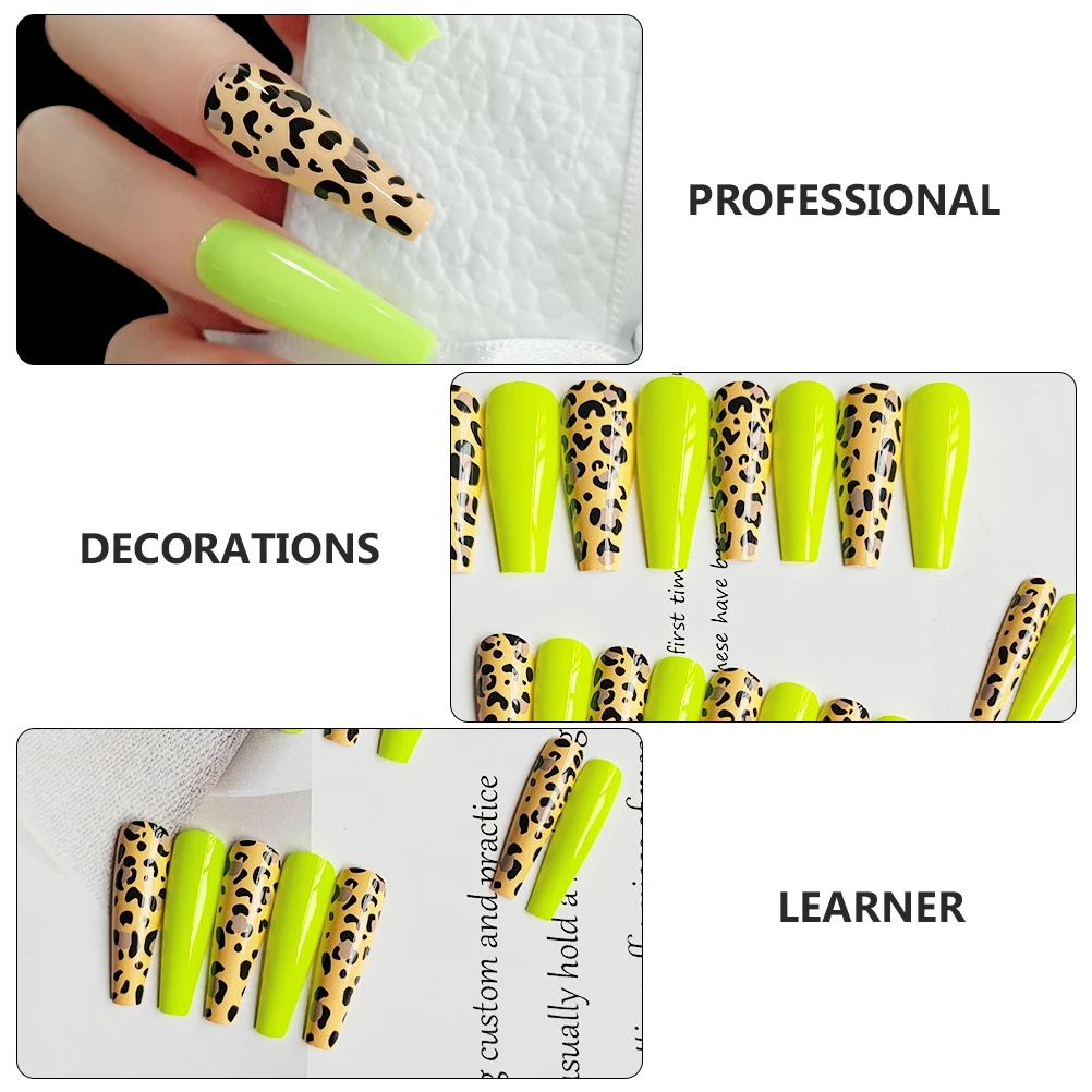 

24pcs Long Press On Nails Full Cover Ballerina Artificial False Nails Ultra Thin Durable Leopard Solid Elegant Design For Salon