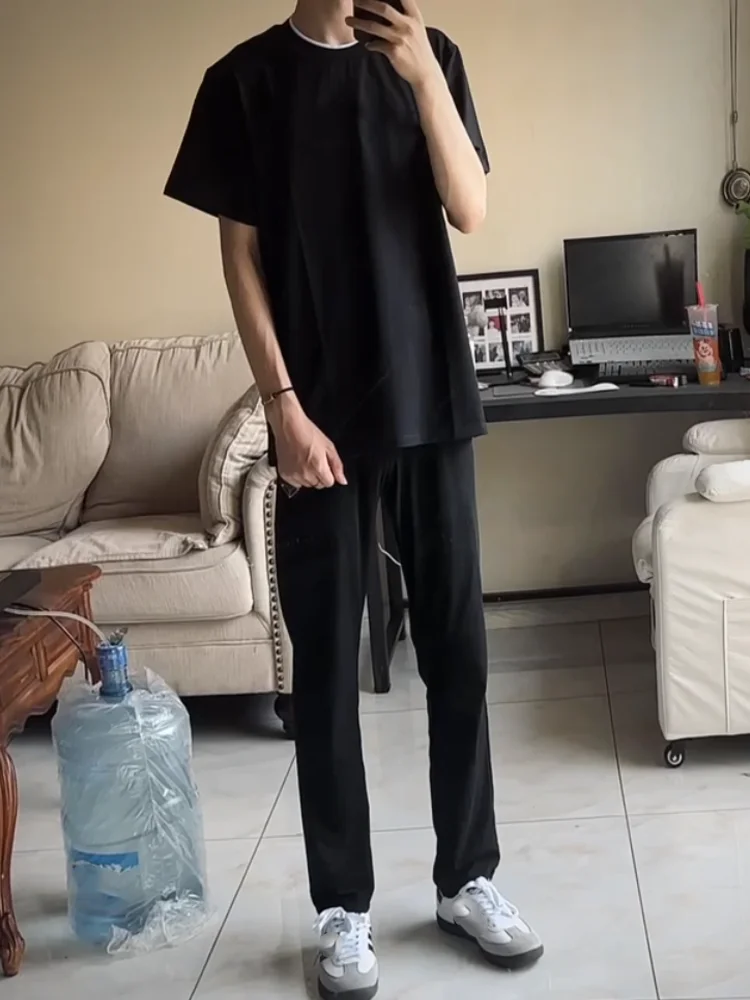 

Модные мужские летние легкие повседневные брюки прямого кроя, универсальные модные длинные брюки прямого кроя, модные брюки прямого кроя