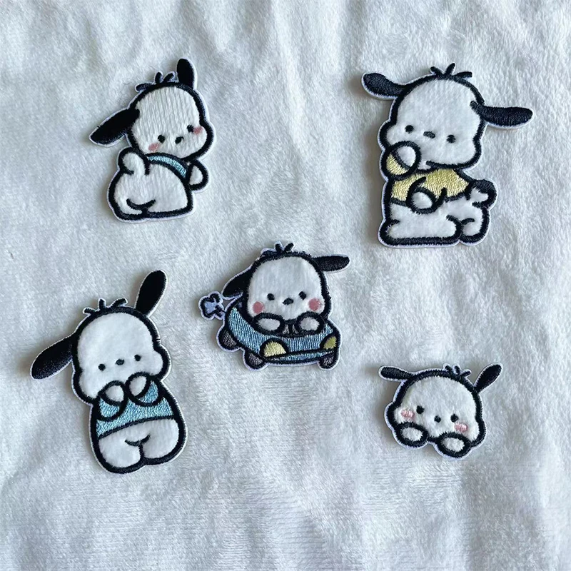 Cartoon Sanrio Figure Patches Self-adhesive Embroidered Pochacco Cloth Sticker DIY Bag Clothes Accessories