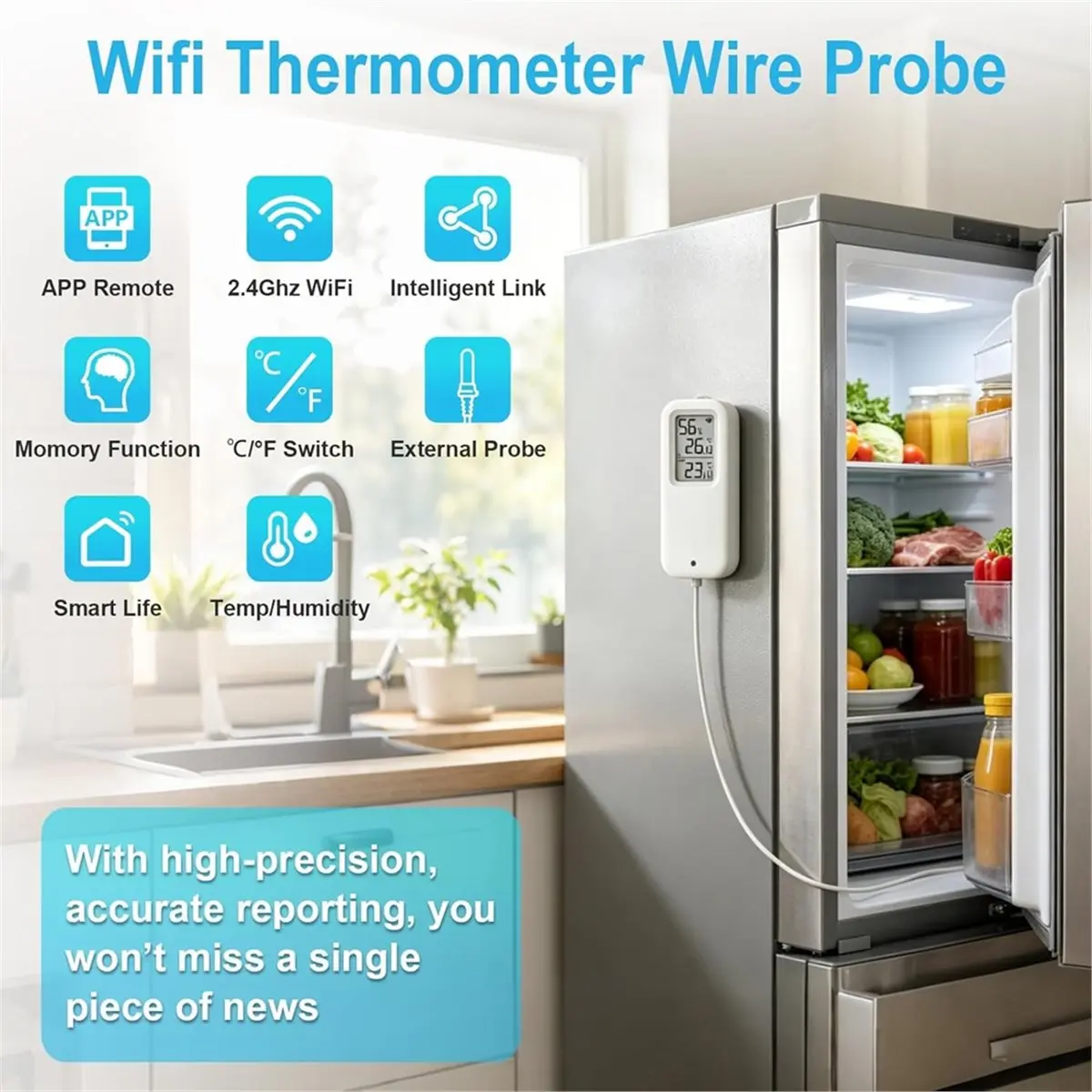 【TODAY-BUY】~@ WiFi Temperature Humidity Sensor with Screen Probe IP65 Waterproof Tuya Indoor Outdoor Smart Life