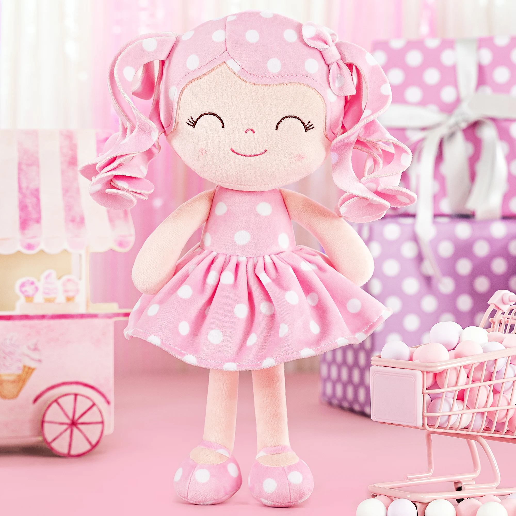 Baby Doll Plush Curly Doll, Baby Girl Plush Doll for Baby's first Birthday Gift 30cm