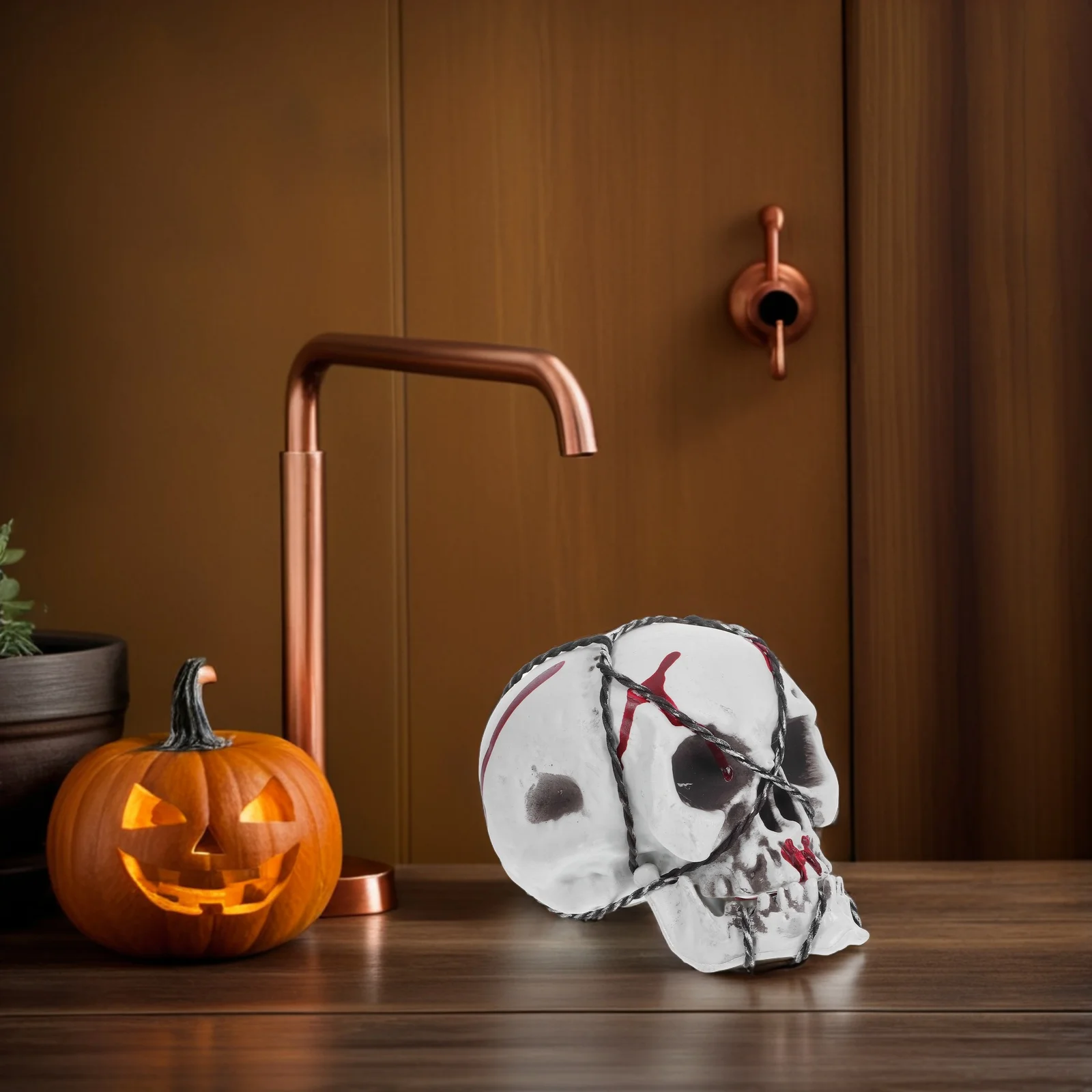 

Halloween Props Decor Home Desktop Decoration Bookshelf Skull Trick Treat Bone Decorate Fake Bones