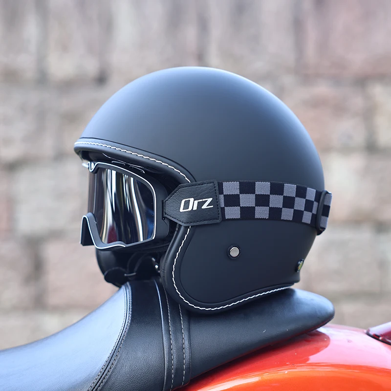 

ORZ Retro Cruising Motorcycle Helmet Men's and Women's Pedal Motorcycle 3/4 Half Helmet Four Seasons