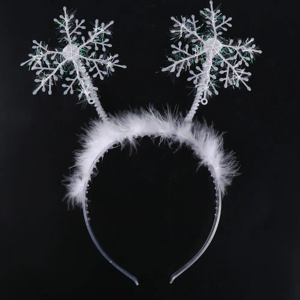 Cartoon Hair Band Feather Snowflower White Christmas Decoration Female Plush Hair Hoop Antlers Headband Christmas Headband