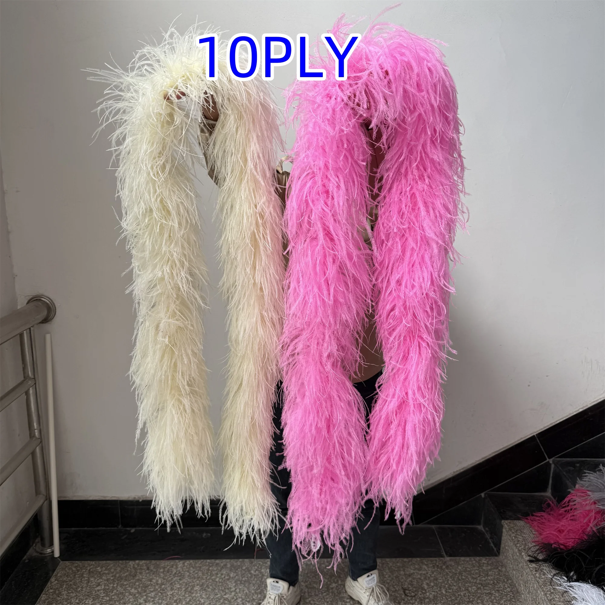 3/6/8/10/20 Ply Thick Ostrich Feathers Boa 2M High Quality Real Ostrich Feather Shawl for Wedding Dress Party Scarf Decoration