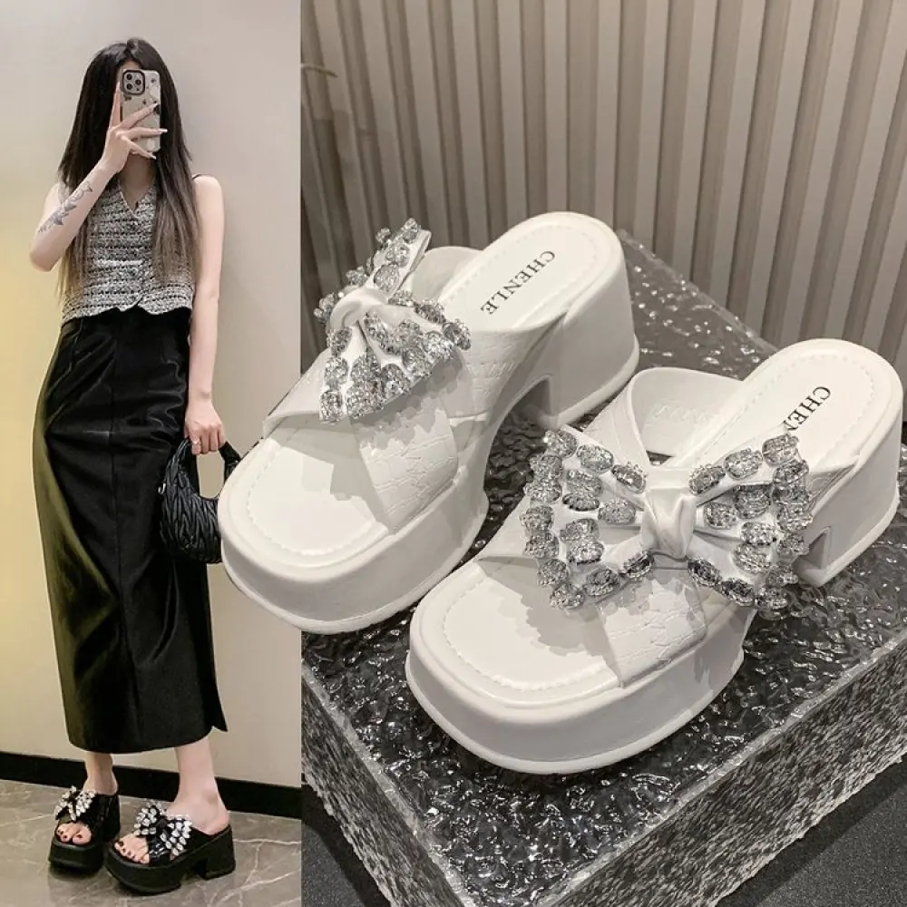 

Fashion Sequins Flash Outside To Wear Flip-flops Women's Summer Non-slip High-grade Increase Platform Platform Beach Sandals New