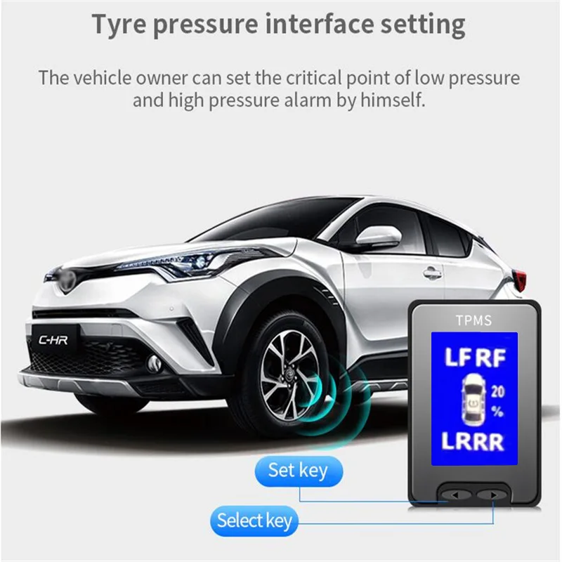 TPMS Tire Digital LCD Display Auto Security Alarm Tyre Pressure For Toyota CHR / IZOA 2013-2022