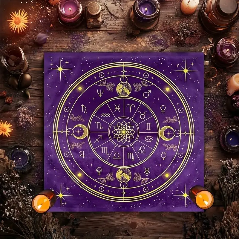 VIKAMA Gilded Constellation Star Chart Tarot Cloth, Ceremony Altar Mat for Tarot Card Reading