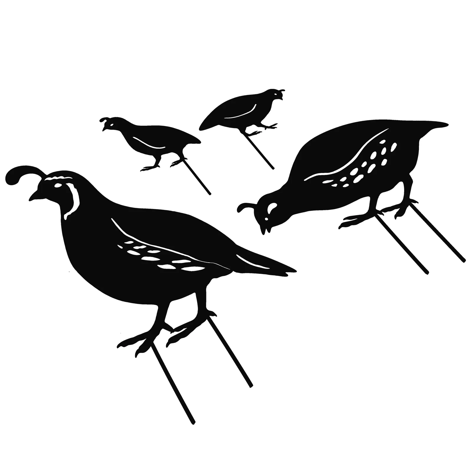 

4 Pcs Courtyard Landscape Decoration Metal Quail for Lawn Outdoor Solar Lights Squirrel Garden Ornament Wrought Iron Work