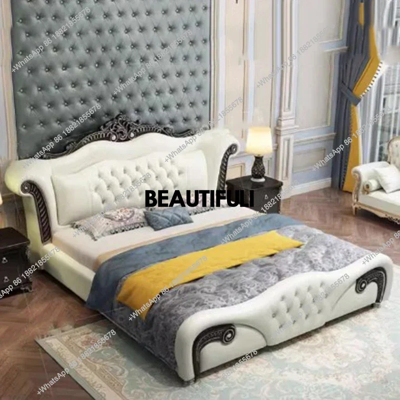 

Nordic White Double Bed Drawers European Leather Storage Luxury King Beds Bedroom Twin Size Cama Matrimonial Furniture Home