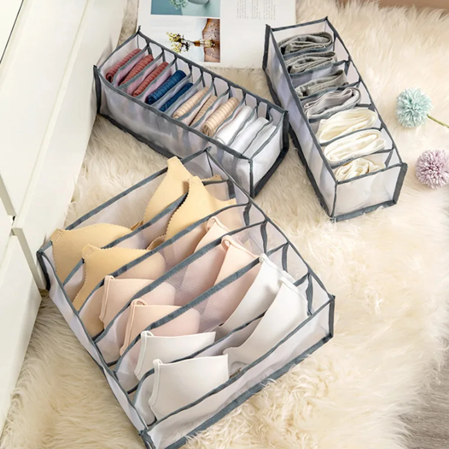 Foldable Underwear Organizer for Clothes, Bra, Socks, Tie - Closet Wardrobes Box Drawer Organization System in Bedroom - Room Or