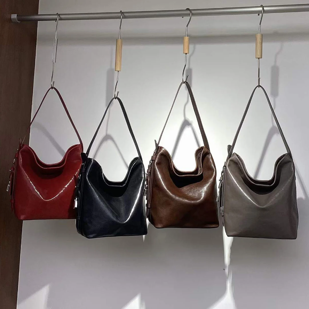 Mendy Genuine Leather Vegetable Cow Pebbled Square Tote Bag Women Folded Triangle Bottom No Hardware Daily Commute Original New
