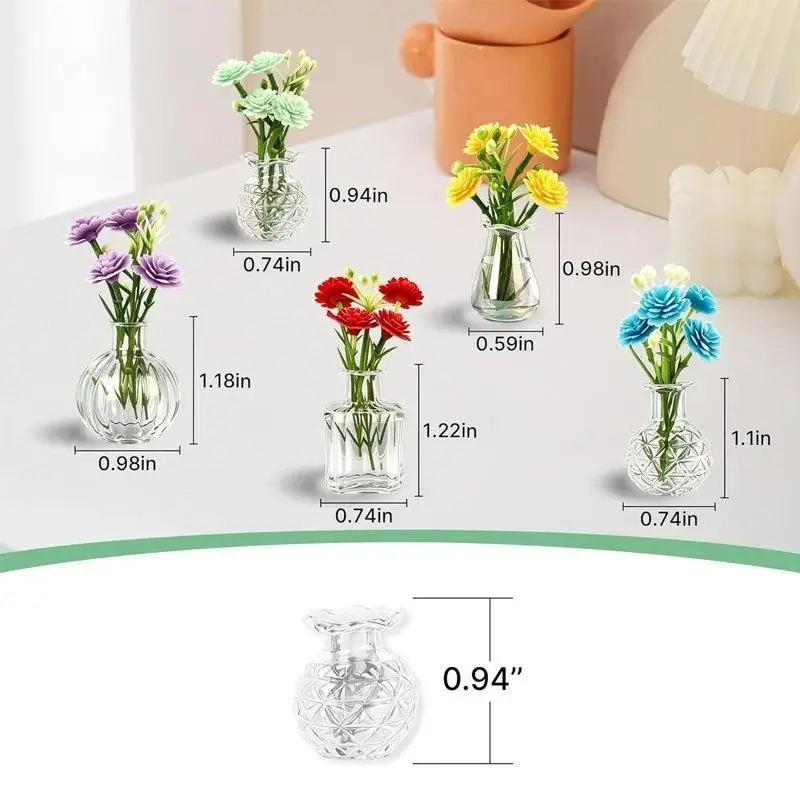 1/5 PCS Mini Glass Vase Fridge Magnet DIY Porcelain Vase Flowers Refrigerator Message Sticker Plant Magnet Green Gift