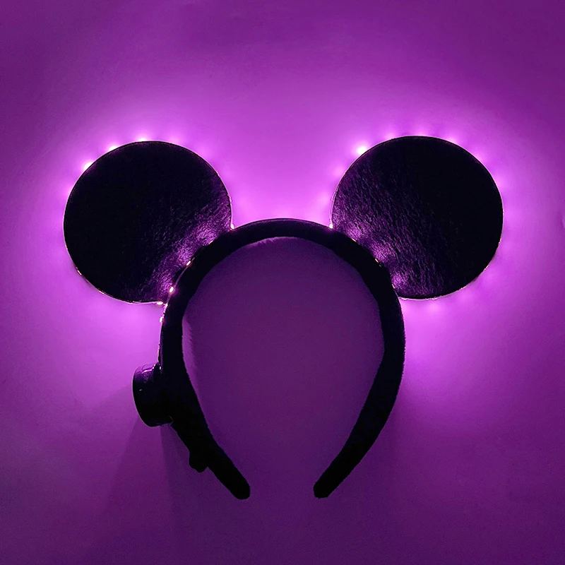 Kawaii Light Up Headband Concert Masquerade Led Hair Accessories Girls Gifts Light Up Blinking Mouse Ears Hairband For Kids