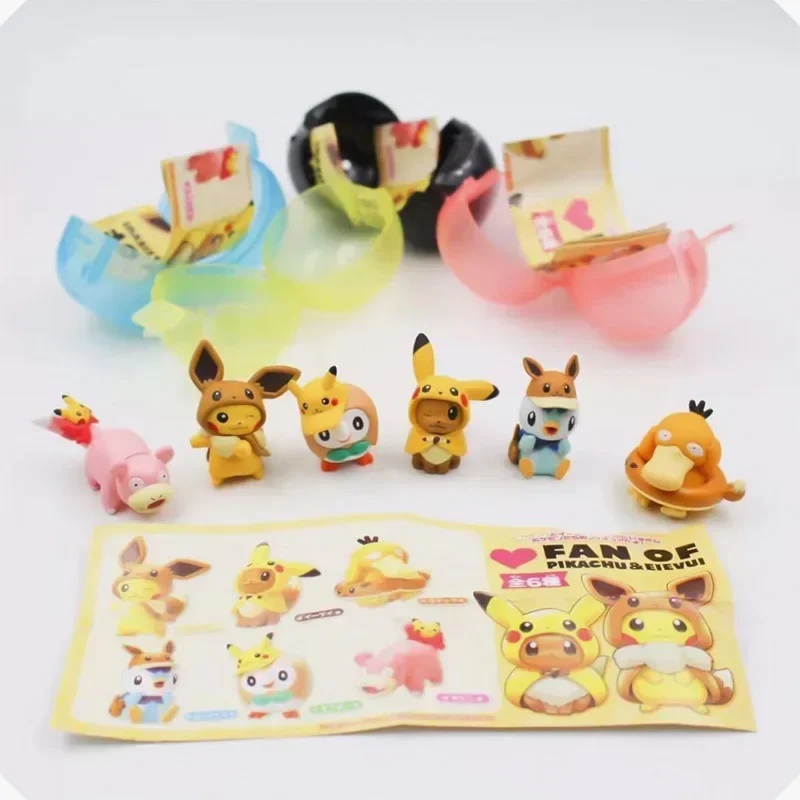 Pokemon Anime Genuine Gashapon Capsule Toy Piplup Figurine Slowpoke Doll Pikachu Psyduck Eevee Action Figures Model Ornaments